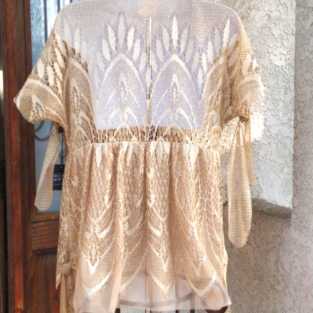 ANNA SUI Gold lace top - Picture 4 of 7